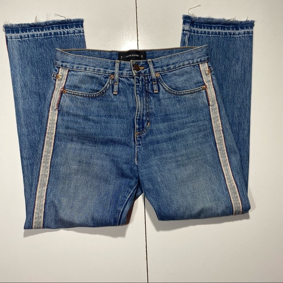 Calvin Rucker Rebel Selvage High Vintage Straight 100% Cotton Raw Hem Jeans 27 - Picture 4 of 15